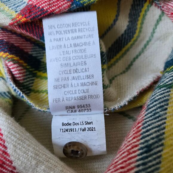 Toad & Co Mojo Plaid Oatmeal Button Up Flannel Long Sleeve Shirt Shacket Medium - Picture 11 of 11